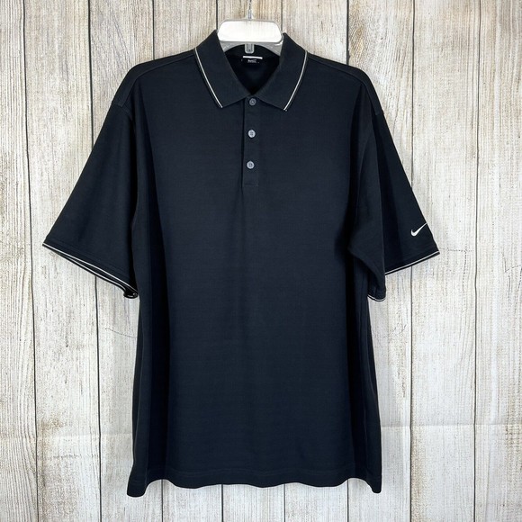 Nike Mens Dri-Fit Golf Polo Shirts (2)  Green Embroidered / Black Size Large - Picture 10 of 16